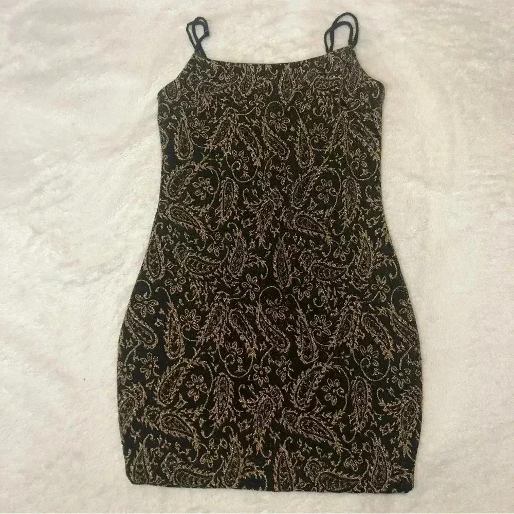 XS Black and Gold Shimmer New Years Eve Mini Dress​